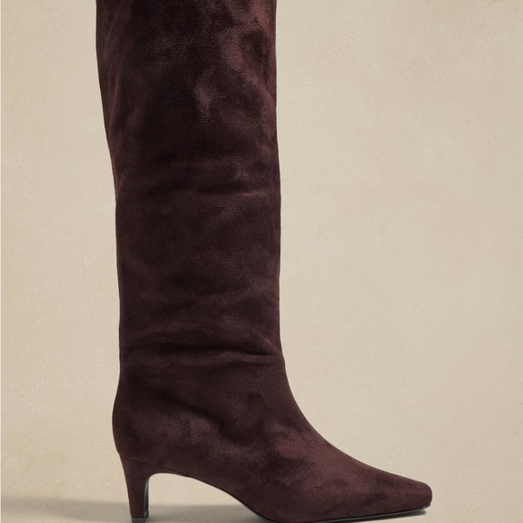 NWT- Banana Republic Chocolate Vegan Suede Tall Slouch Boot - Picture 9 of 9